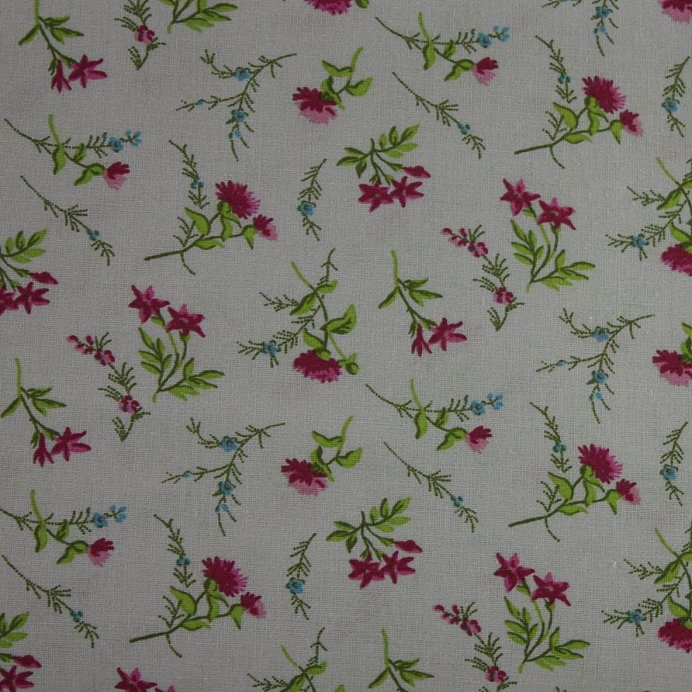 Rico Fabrics - Flowers Grey & Pink (160cm wide fabric)