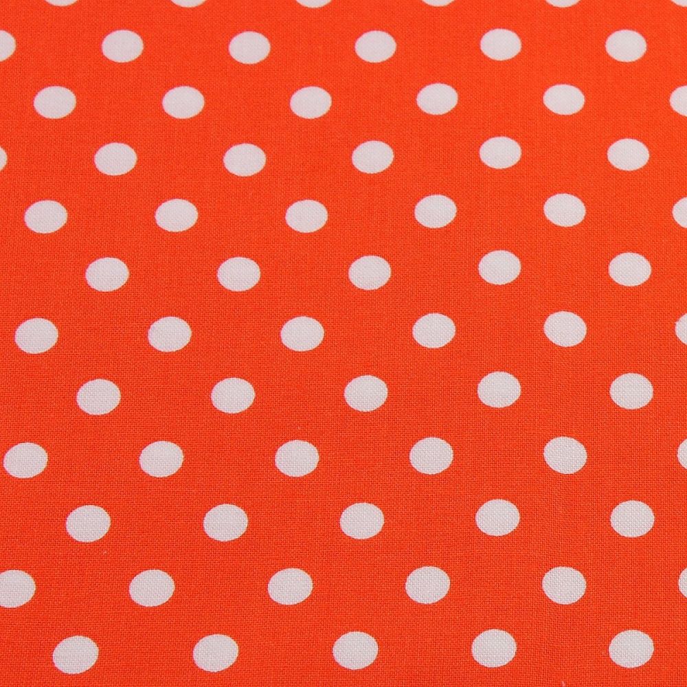 White Spots on Orange (148cm wide fabric) (£9pm)