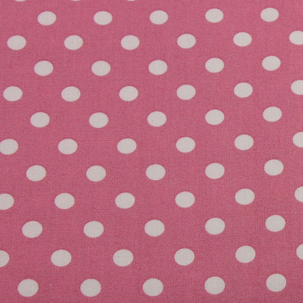 White Spots on Dusky Pink (148cm wide fabric) (£9pm)