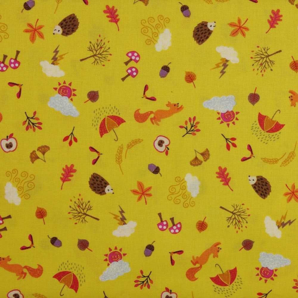 Whatever the Weather Autumn Novelty Patchwork Quilting 100% Cotton Fabric 