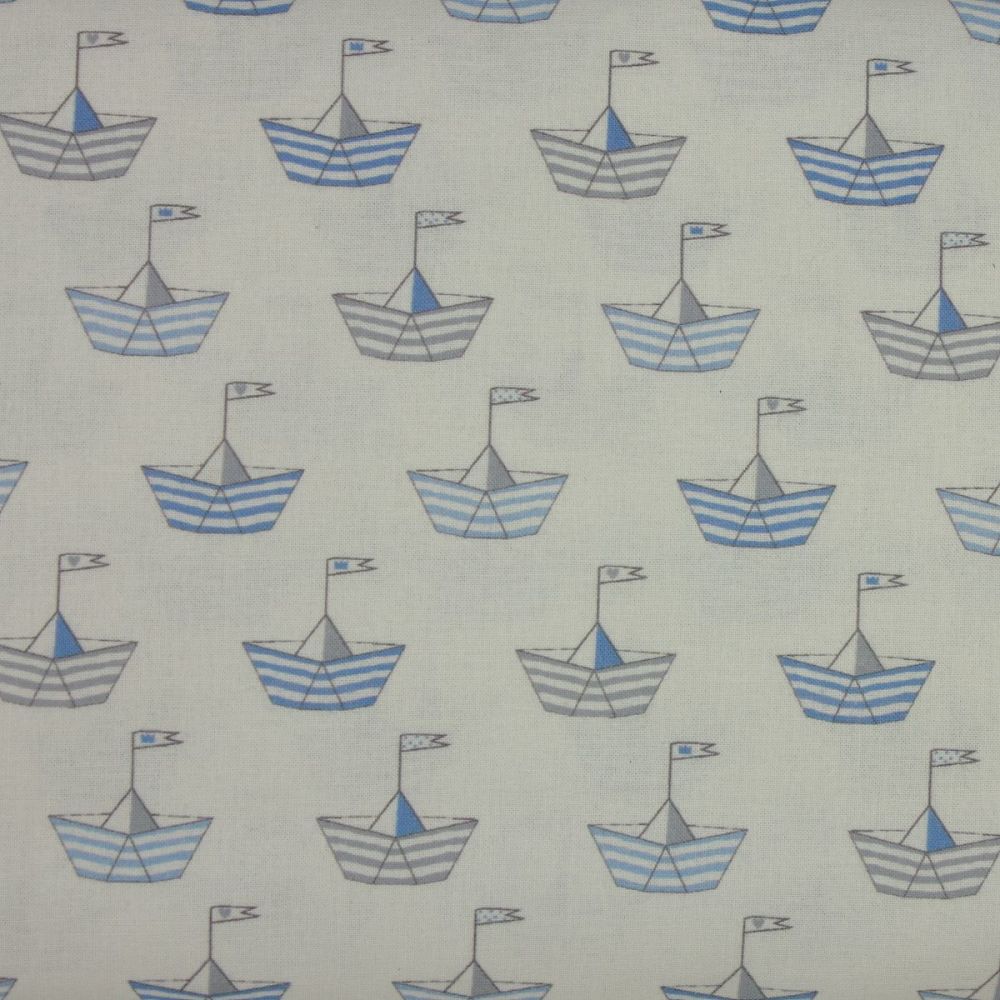 Indigo Fabrics - Baby Boom - Sail Boats in Blue (150cm wide fabric)