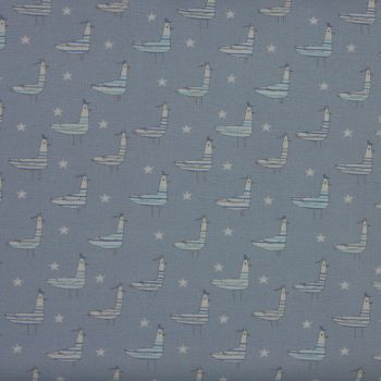 Baby Boom - Seagulls in Blue (150cm wide fabric) (was £12pm now £9pm)