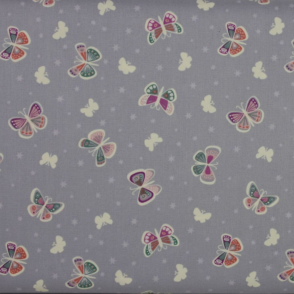 Glow in the Dark - Fairy Nights by Lewis and Irene - Butterflies on a light grey background (£12pm)