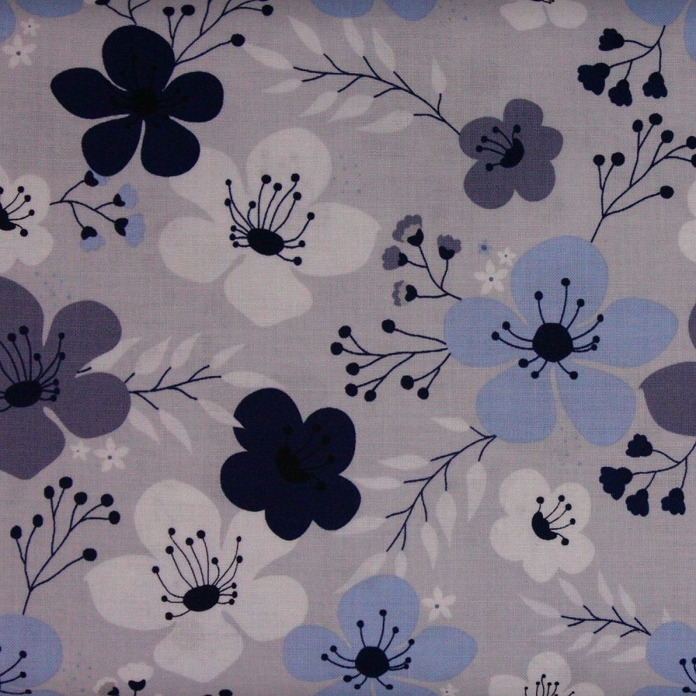Riley Blake - Something Borrowed - Main Floral print on light grey