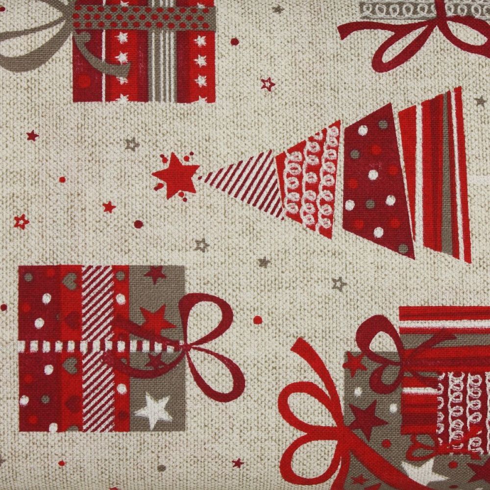 Christmas Soft Furnishings Fabric, Christmas Gifts and Trees (£10 per metre