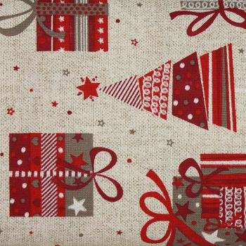 Christmas Soft Furnishings Fabric, Christmas Gifts and Trees - priced per metre