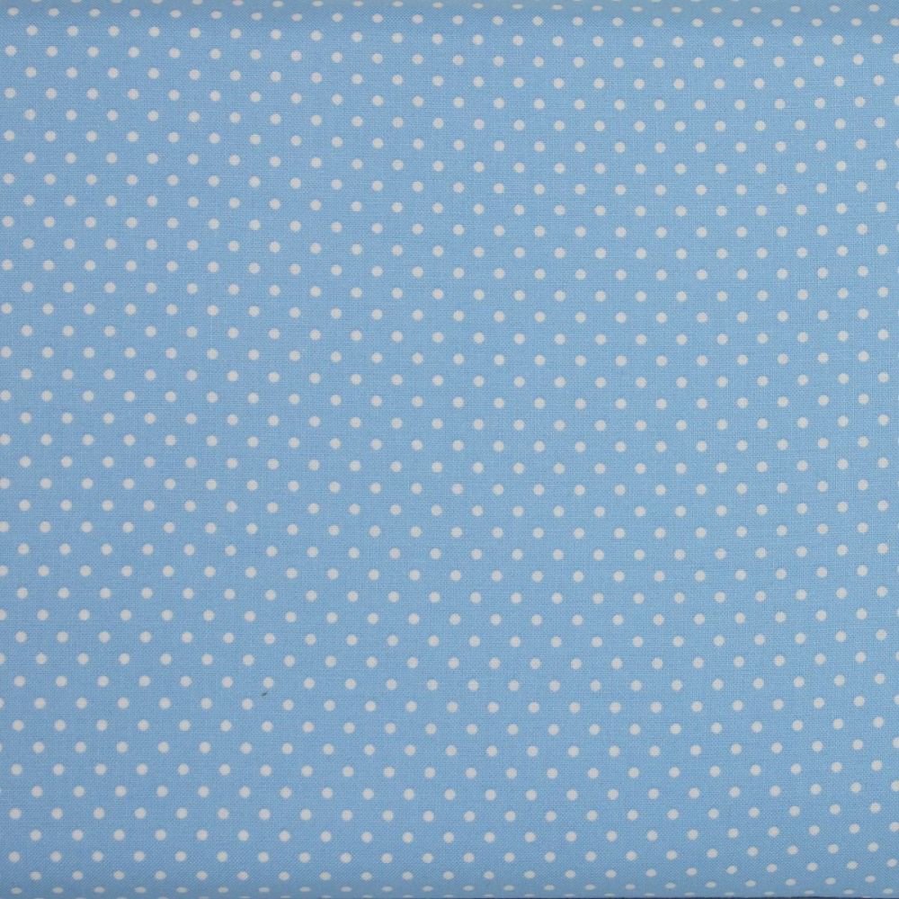 2mm White Spots on Sky Blue (148cm wide fabric) (£9pm)