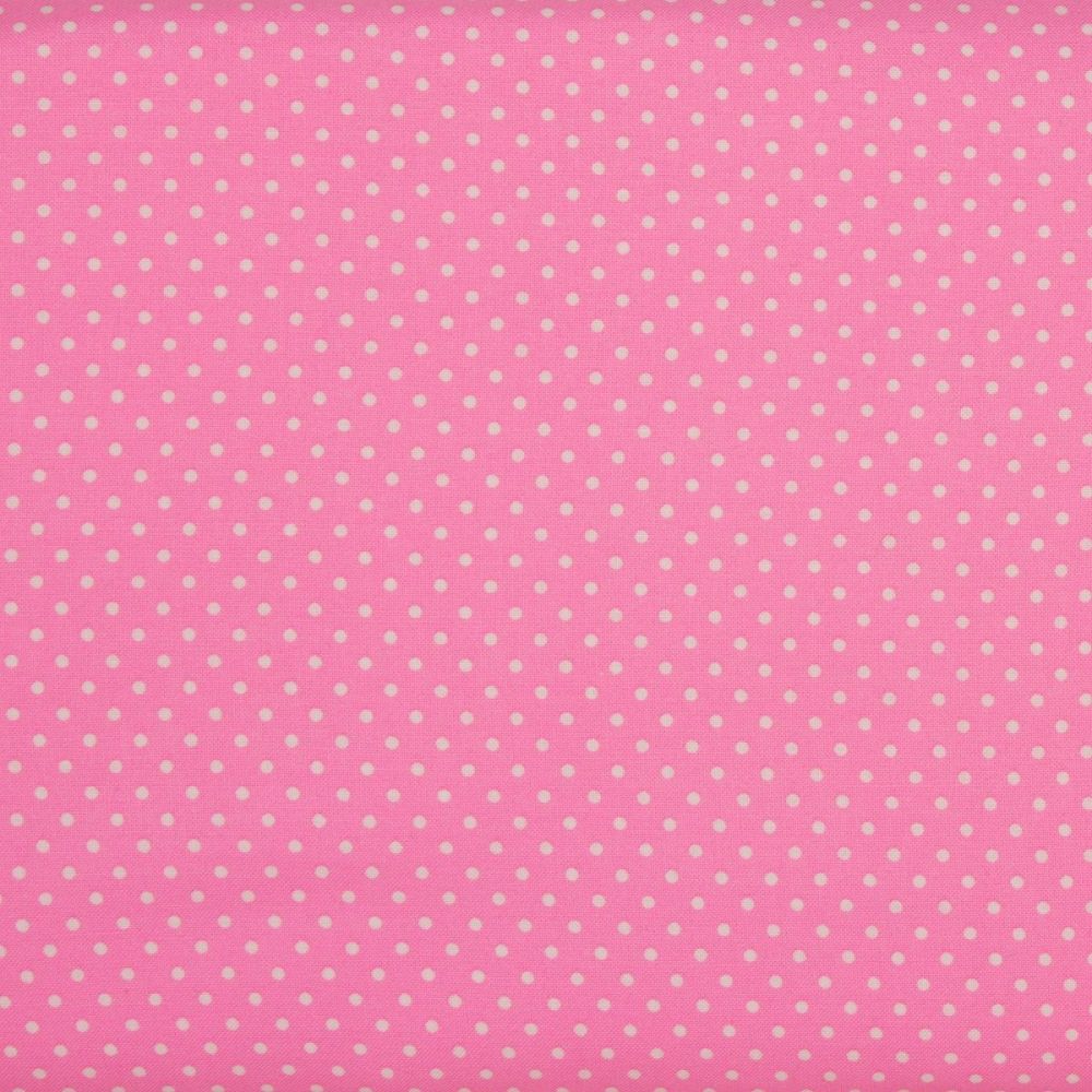 2mm White Spots on Candy Pink (148cm wide fabric)