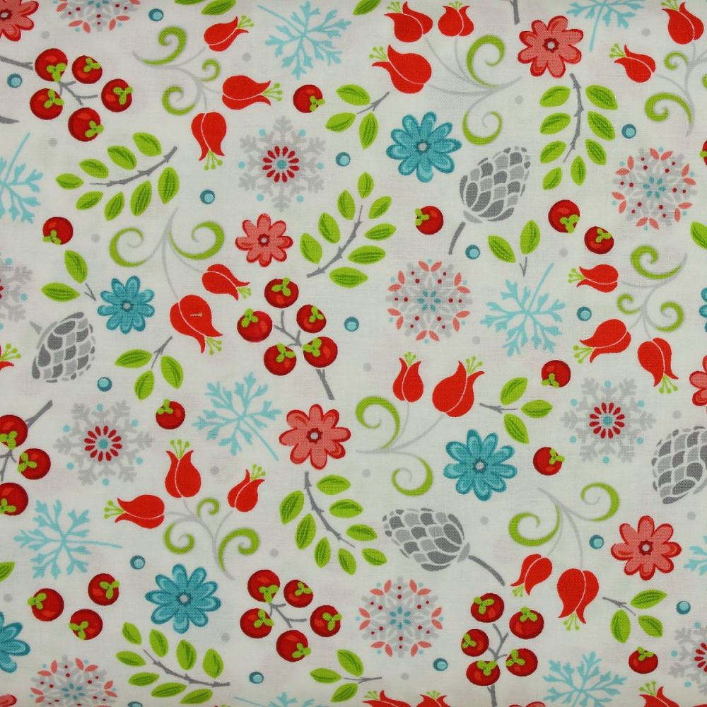 First Frost small floral print on white - 100% quilting cotton