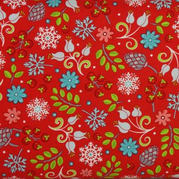 First Frost small floral print on red - 100% quilting cotton (£13pm)