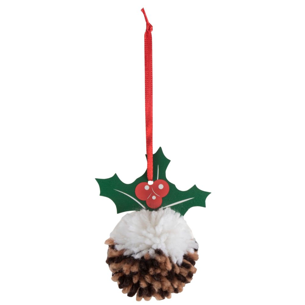 Pom Pom Decoration Kit - Christmas Pudding