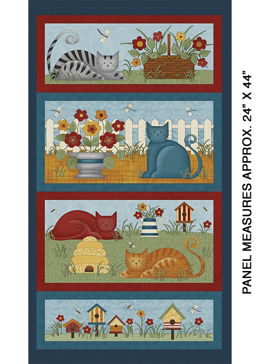 Benartex Colorful Cats Fabric Quilt Panel 60cm