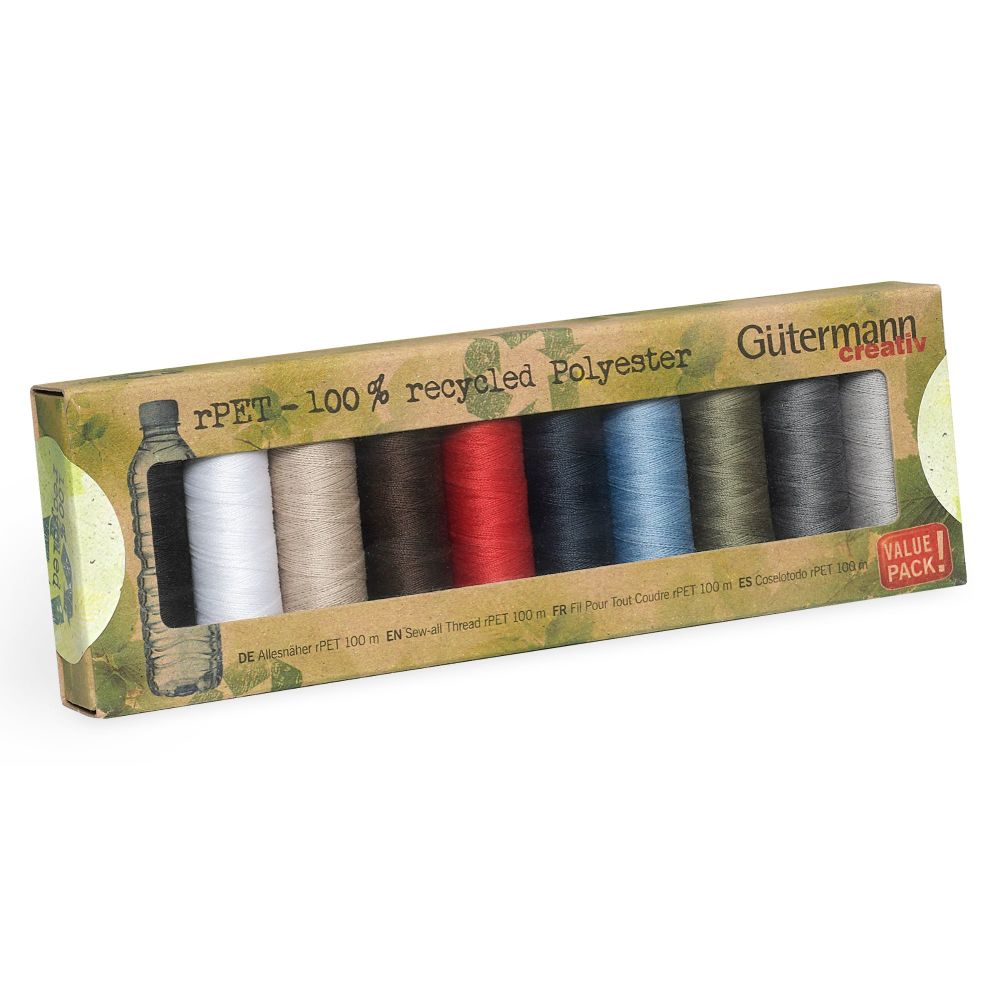 Gutermann (rPET) 100% Recycled Sew All Thread - box of 10 standard shades