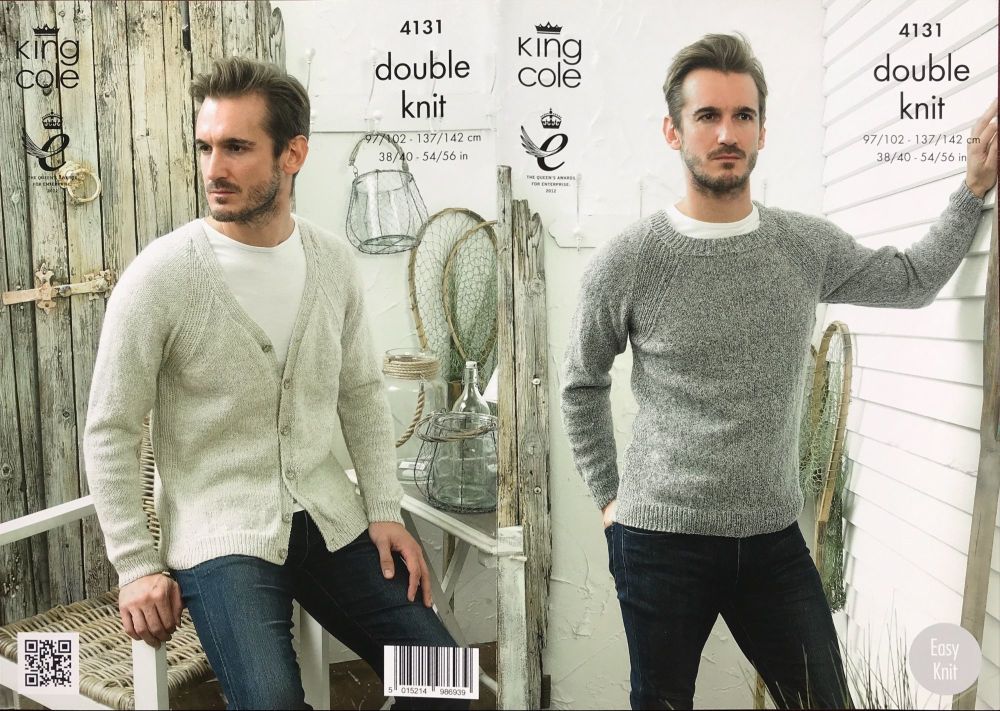 King Cole Knitting Pattern 4131 Sweaters & V Neck Cardigan