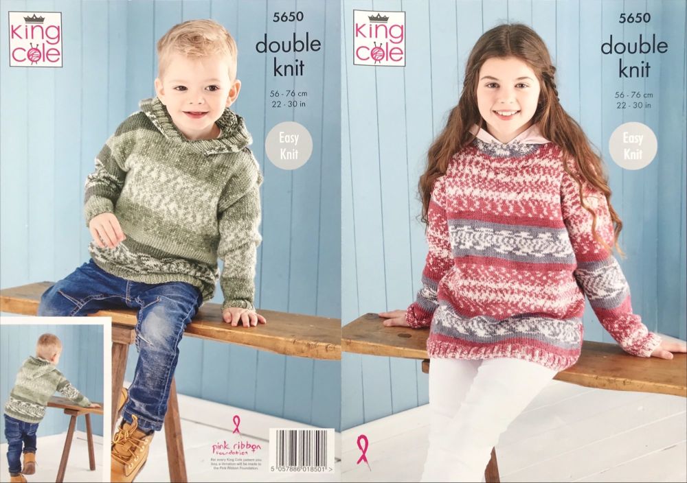 King Cole Knitting Pattern 5650 Sweater & Hoodie