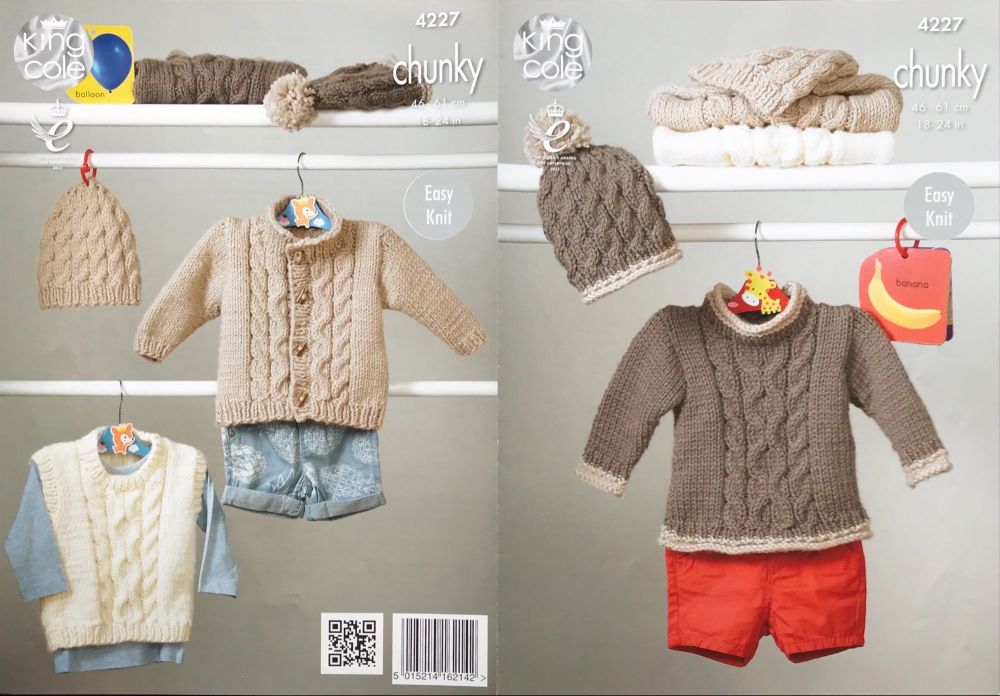 King Cole Knitting Pattern 4227 Sweaters, Jacket & Hats