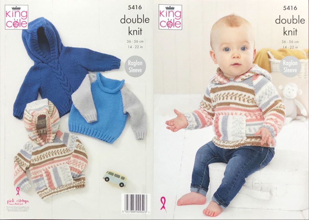 King Cole Pattern 5416 Babies Raglan Sweaters