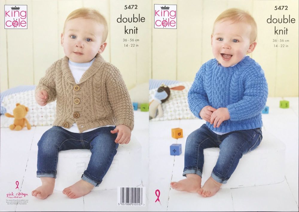 King Cole Knitting Pattern 5472 Babies Sweater & Jacket