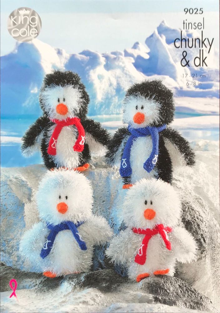 King Cole Knitting Pattern 9025 Tinsel Chunky Penguins