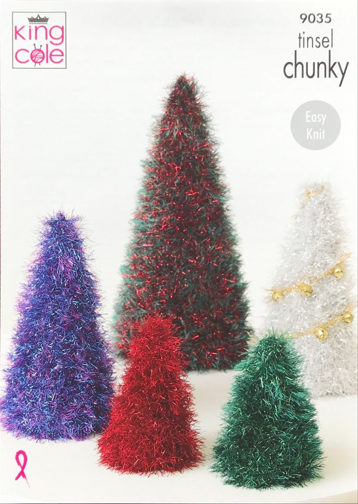 King Cole Knitting Pattern 9035 Tinsel Christmas Trees & Baubles