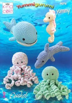 King Cole Crochet Pattern 9076 - Octopus, Whale, Seahorse & Dolphin