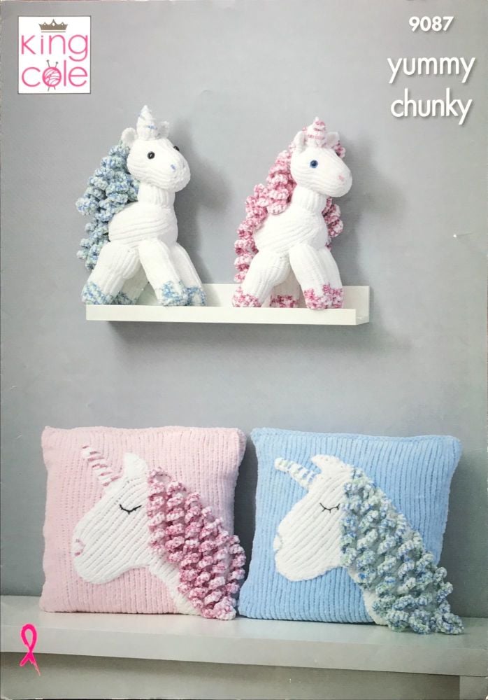 King Cole Knitting Pattern 9087 Unicorn & Cushion