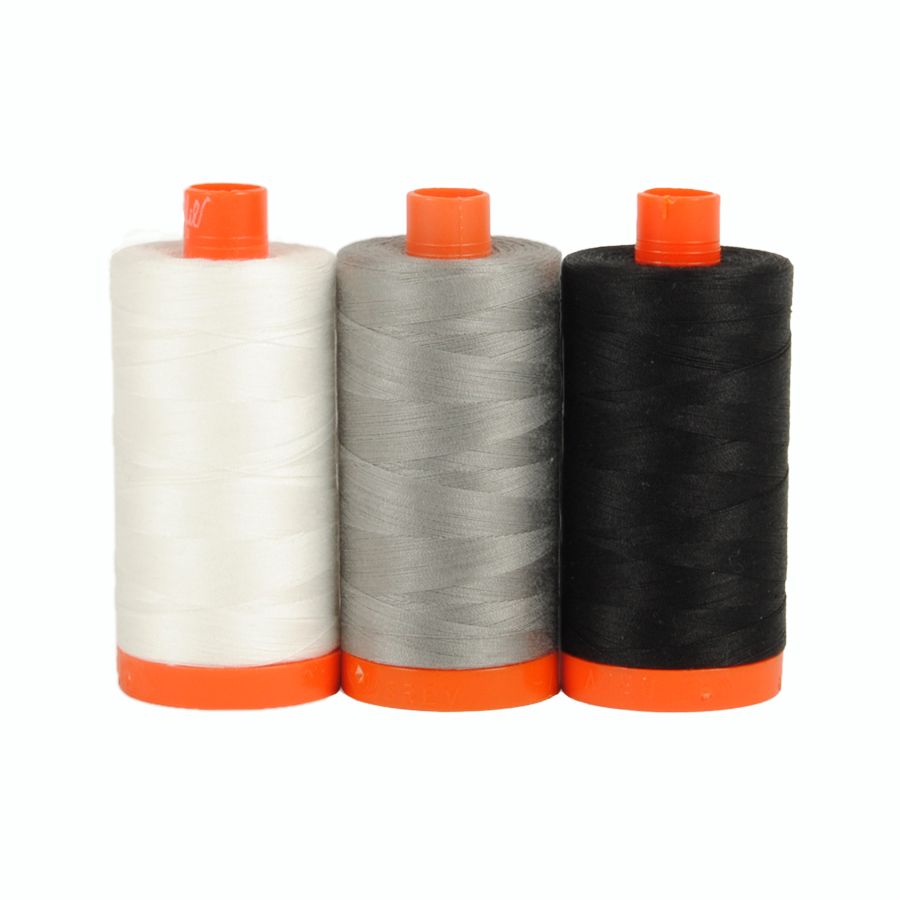 Aurifil 50wt Colour Builder - Carrara Black & White