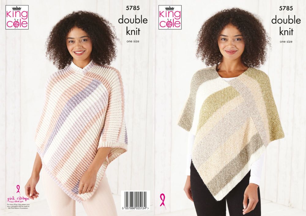 King Cole Knitting Pattern 5785 Ladies Ponchos