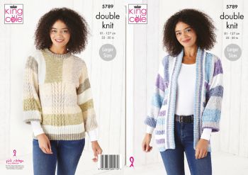 King Cole Knitting Pattern 5789 Ladies Sweater & Jacket