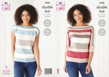King Cole Knitting Pattern 5783 Ladies Sweater & Top