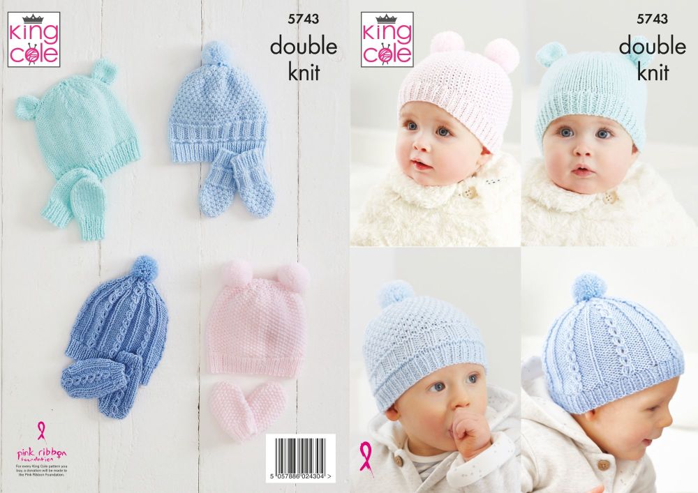 King Cole Pattern 5743 Hats & Mitts