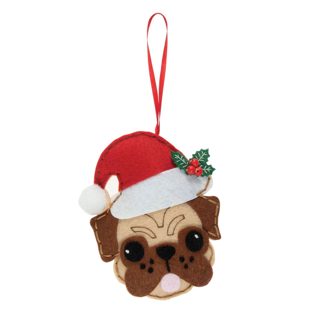 Trimits Festive Pug  Felt Decoration Kit