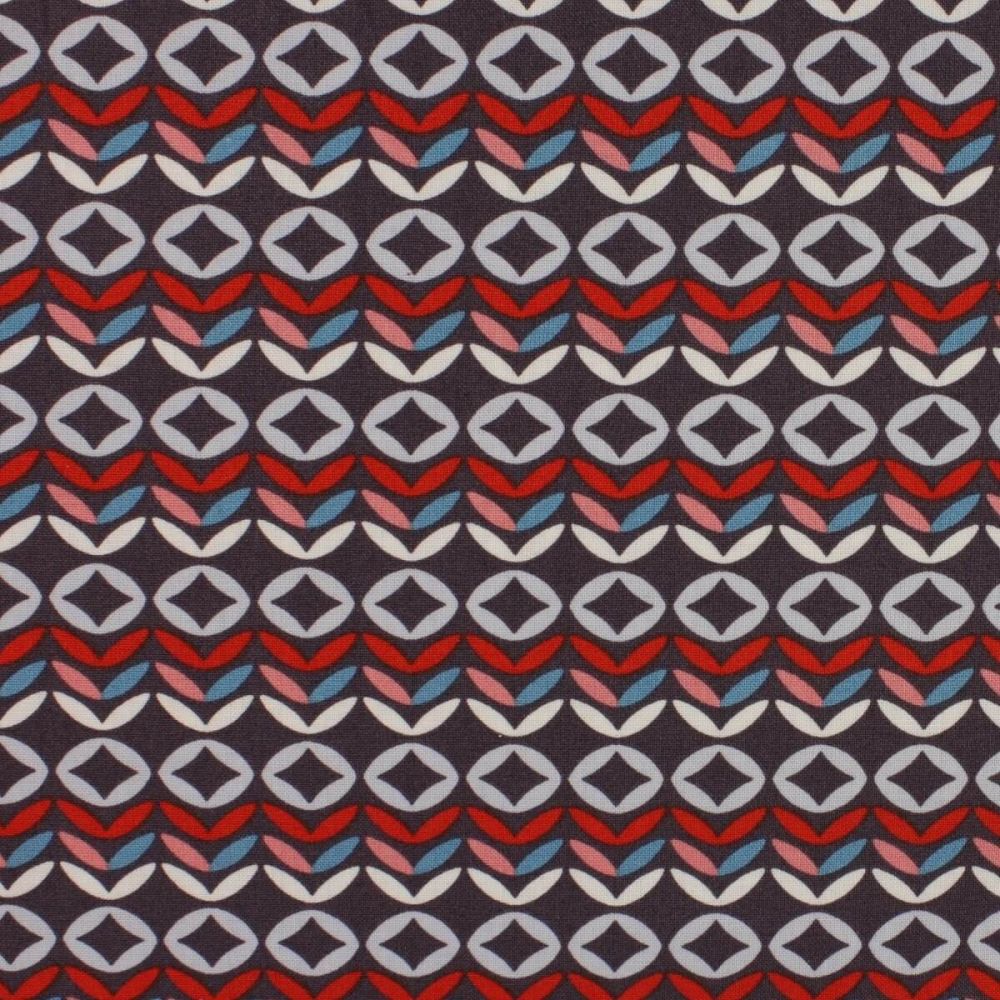Fabric Freedom - Retro Floral - Geometric print on Petrol - 43cm by 110cm r
