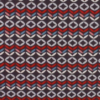 Fabric Freedom - Retro Floral - Geometric print on Petrol - 43cm by 110cm remnant