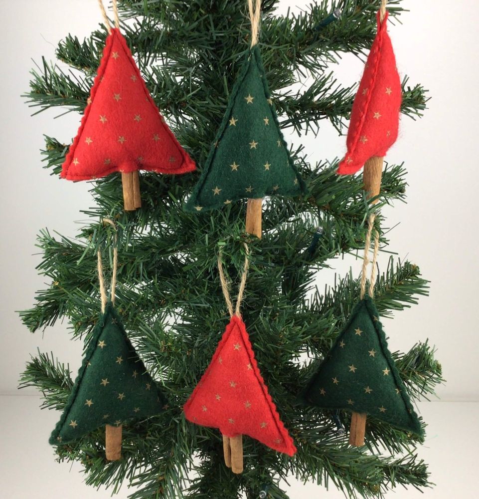 CraftNutter Supplies | Christmas Tree Cinnamon Decorations Felt Kit | Make Your Own | Makes 6