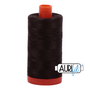Aurifil 50 weight Cotton Thread - 1300 metre spool  - Colour 1130 Very Dark Bark