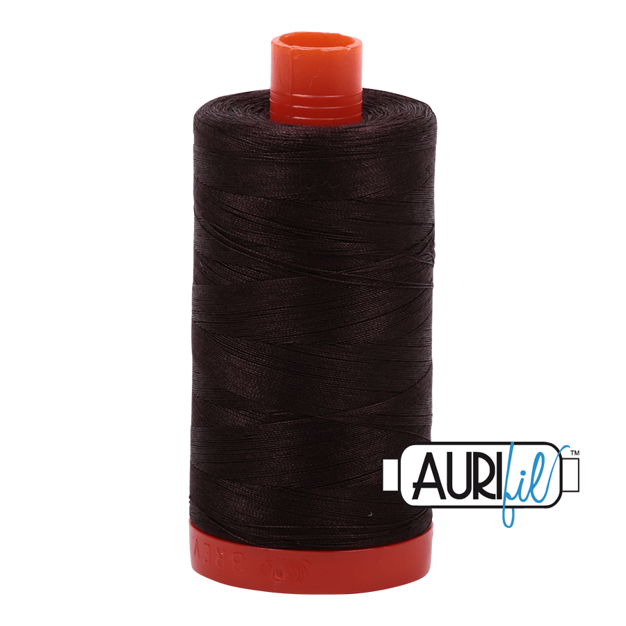 Aurifil 50 weight Cotton Thread - Colour 1130 Very Dark Bark - 1300 metres