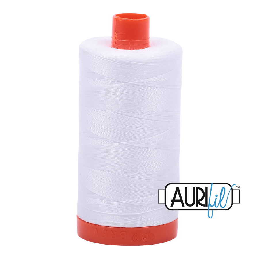 Aurifil 50 weight Cotton Thread - Colour 2024 White - 1300 metres