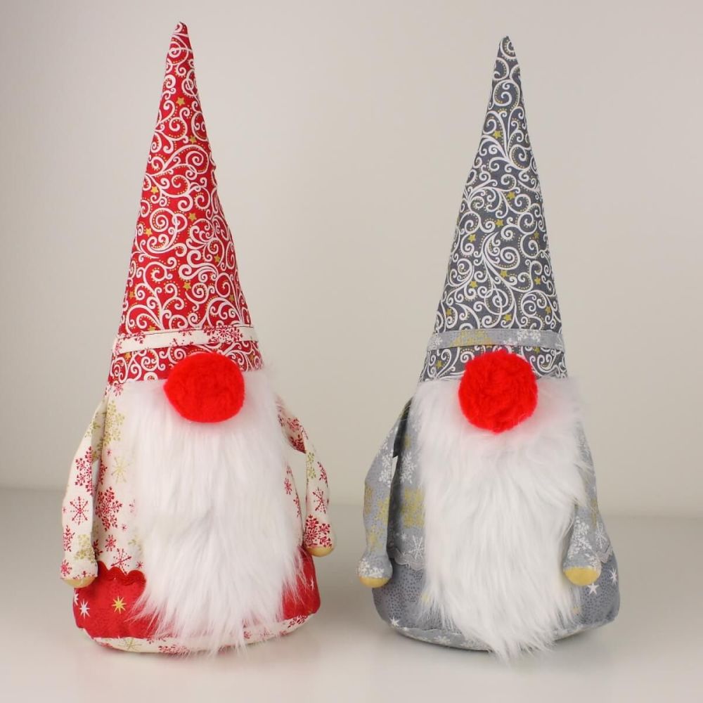 Pair of Christmas Gonks (1 Red & 1 Silver/Grey) - Sewing Kit