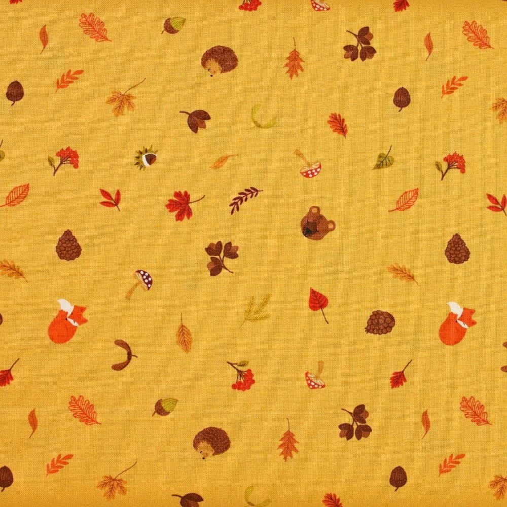A Winter Nap - Scattered Foliage and Friends on Honey (£12 per metre)