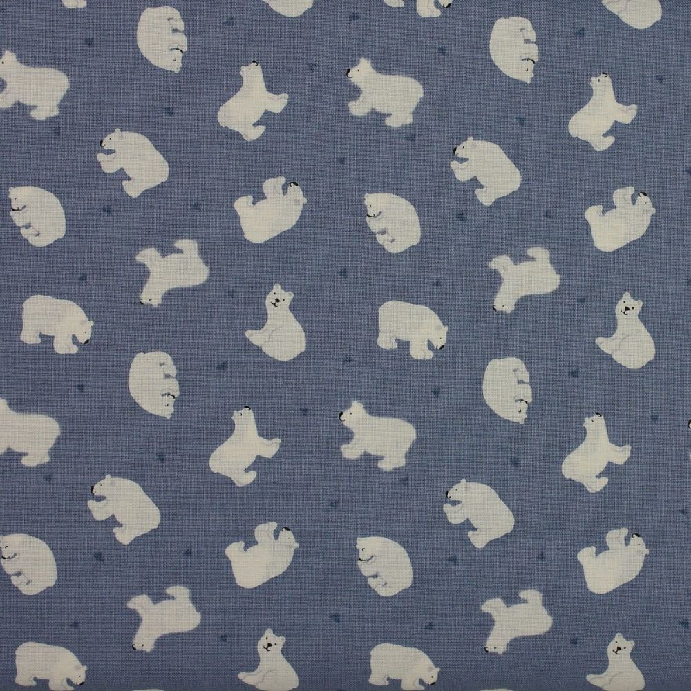 Lewis & Irene UK quilting cotton, polar bears on denim blue