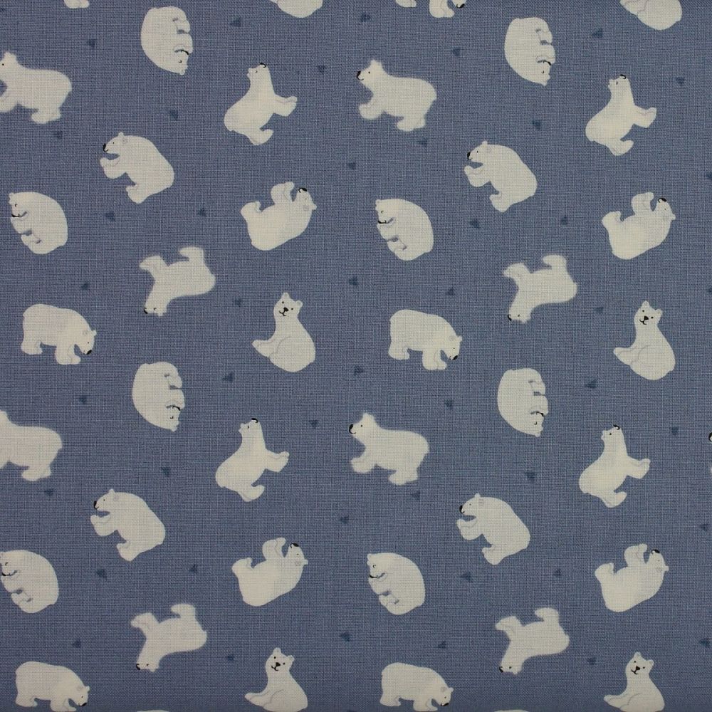 Small Things Polar Animals - Polar Bears on Light Denim (£12 per metre)