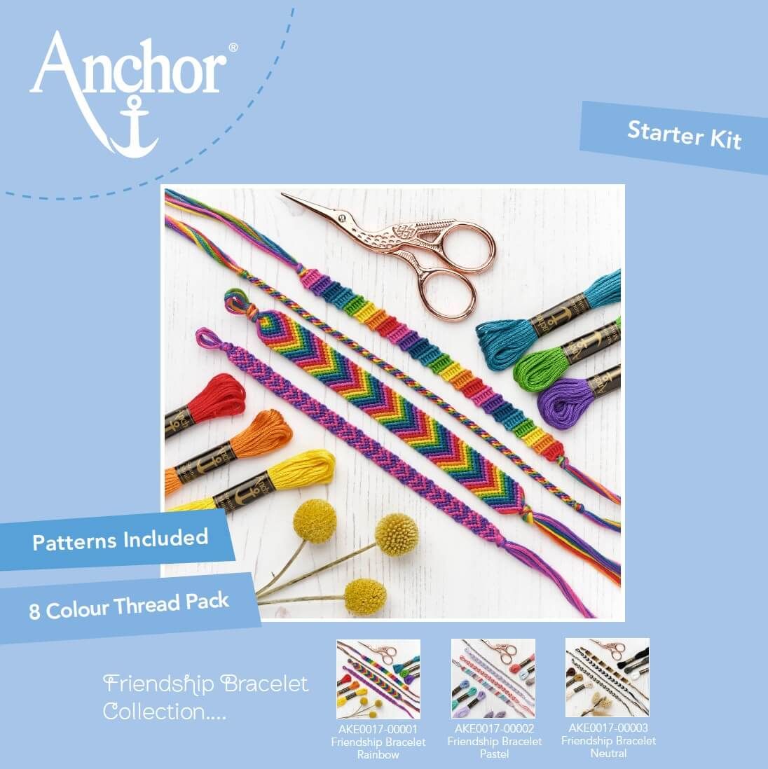 Anchor Thread - Friendship Bracelet Starter Kit in Bright Colours