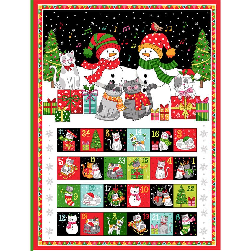 Makower - Santa Paws - Cats Advent Calendar Fabric Panel