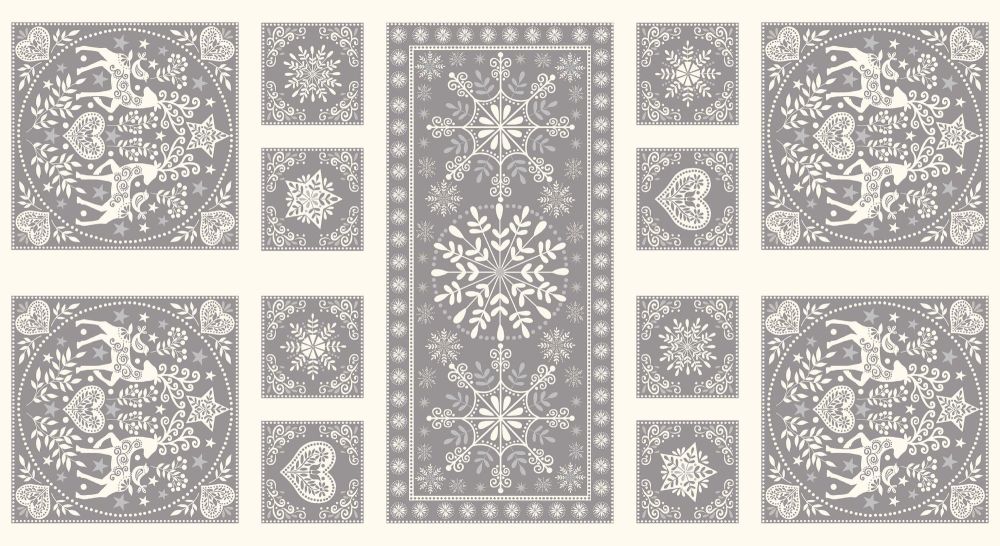 Makower - Scandi 2022 - Table Top Fabric Panel in grey