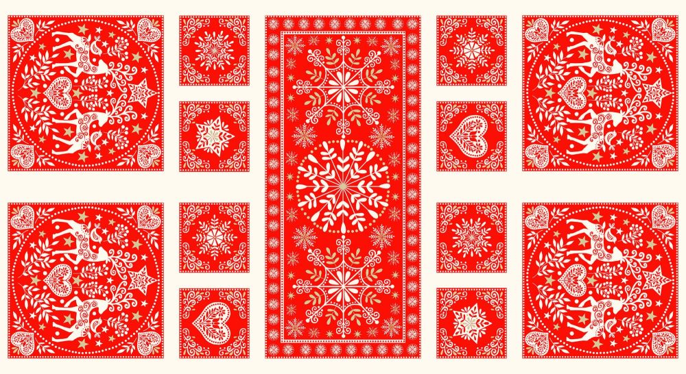 Makower - Scandi 2022 - Table Top Fabric Panel in red