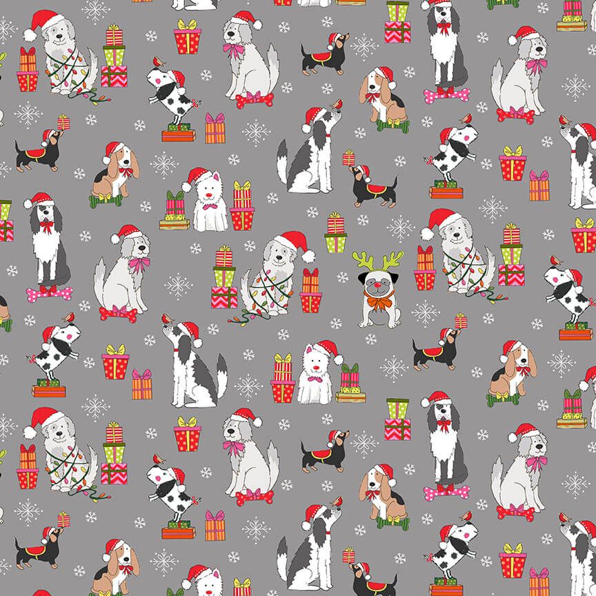 Makower - Yappy Christmas - Dog themed Christmas fabric