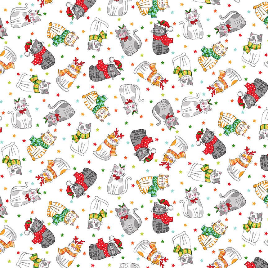 Makower Santa Paws - Cat themed Christmas Fabric