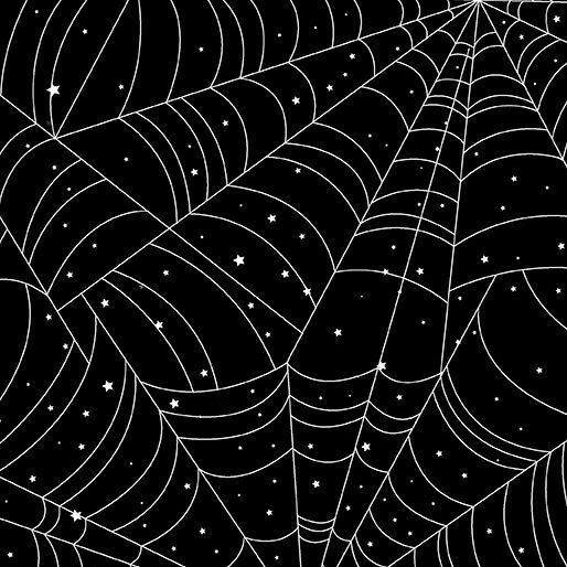 Benartex - Halloween Spirit - Glow in the Dark Cobwebs in Black (£13pm)