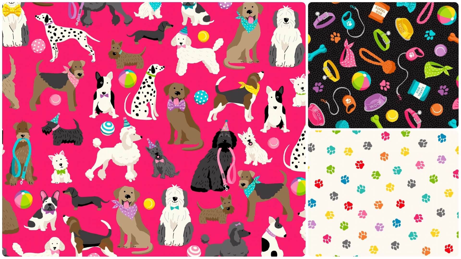 Makower quilting cotton - Furry Friends Collection
